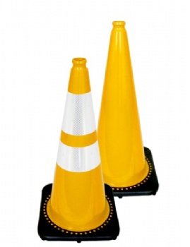 28'' colored PVC traffic cone with reflective collars